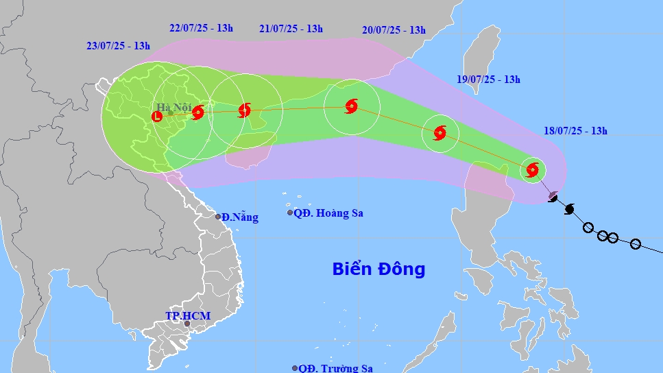 Cơn bão có hình dáng như bão Yagi đang hướng thẳng về miền Bắc nước ta