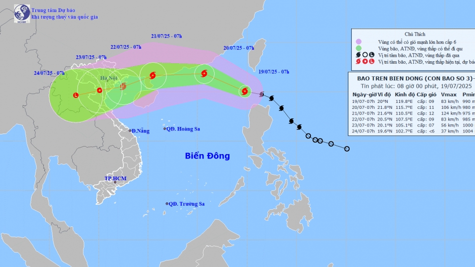 con bao co hinh dang nhu bao yagi da vao bien dong huong vao mien bac