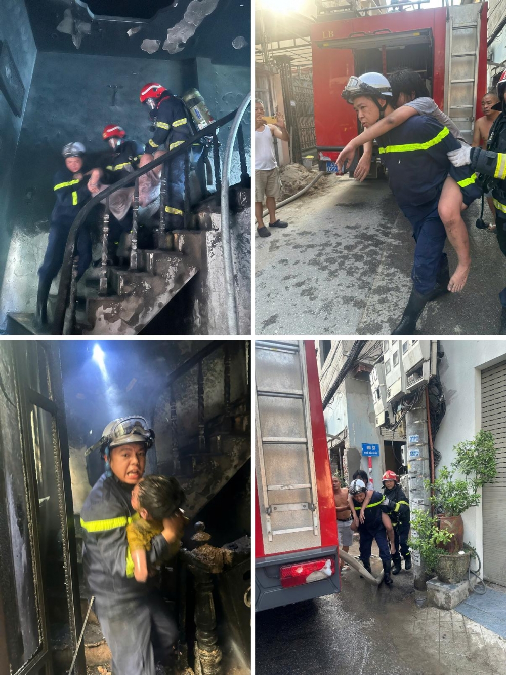 Cảnh sát cứu sống 3 cháu nhỏ mắc kẹt trong đám cháy ở Hà Nội