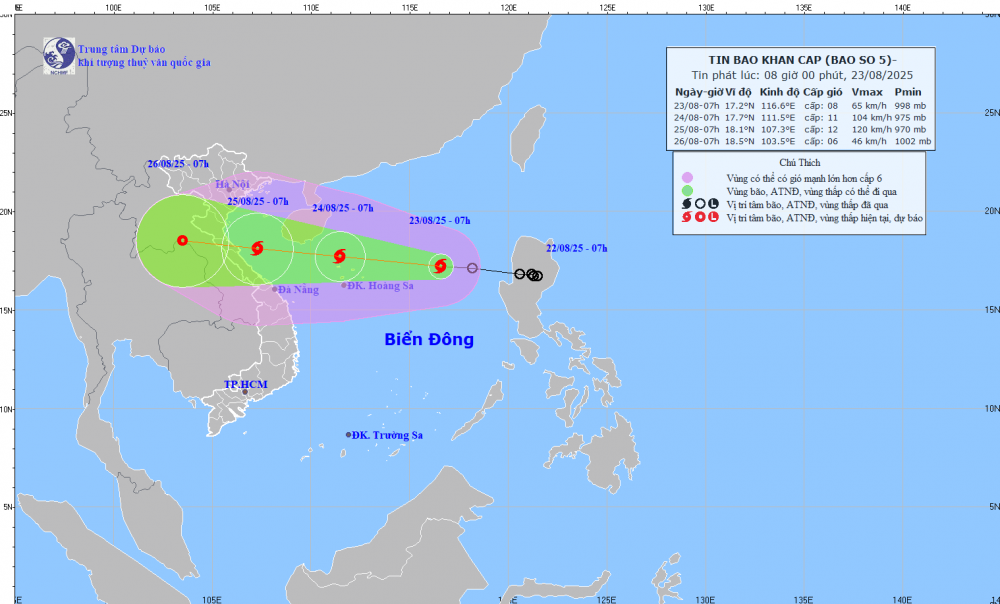 Bão số 5 gió rất mạnh hướng vào miền Trung: Không bị động, không chủ quan