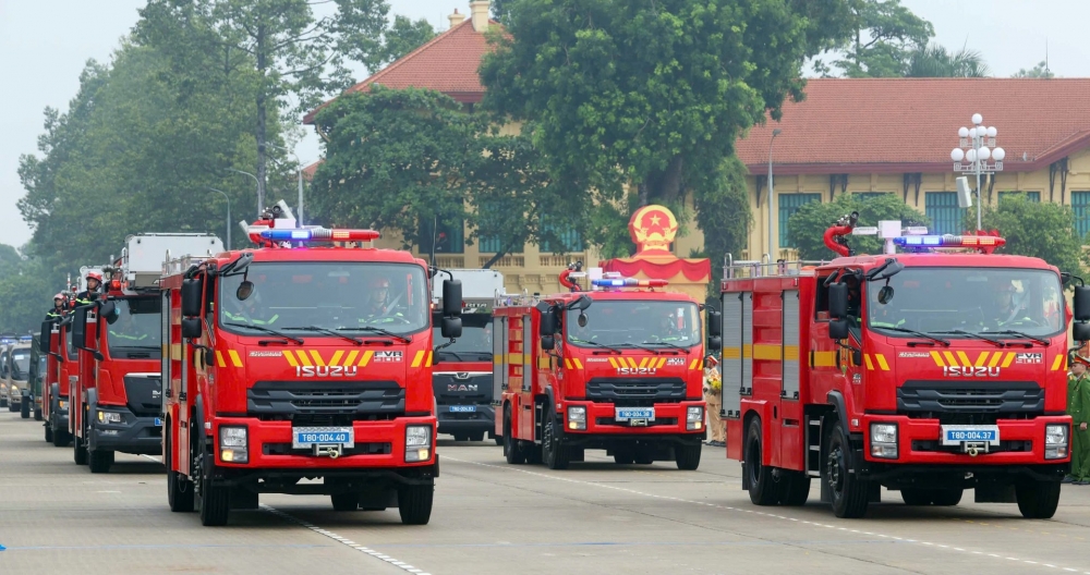 Hình ảnh lực lượng Công an xuất quân bảo vệ đại lễ A80