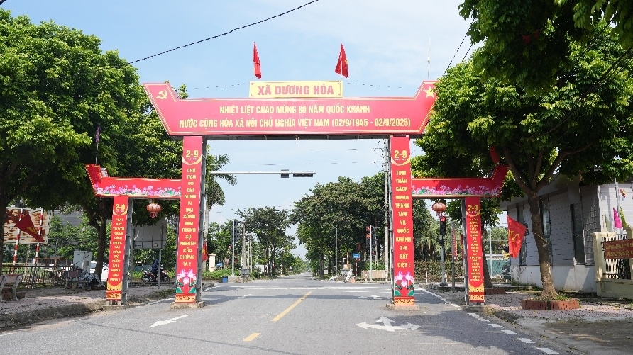 Hà Nội: Xã Dương Hoà rực rỡ cờ hoa, khẩu hiệu mừng Tết Độc lập