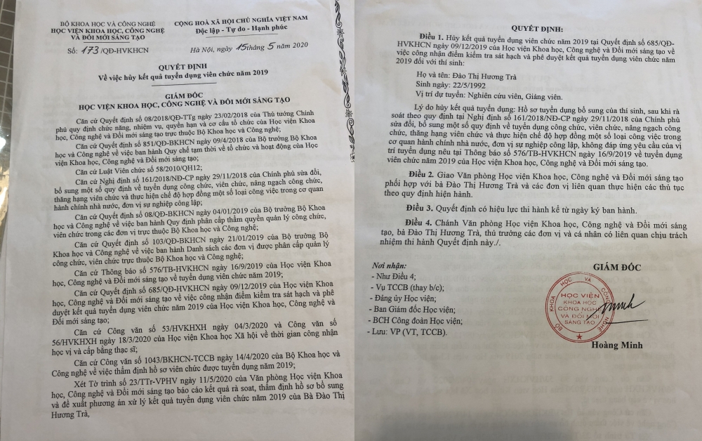 Bị hủy kết quả tuyển dụng viên chức: Bà Đào Thị Hương Trà nói gì?