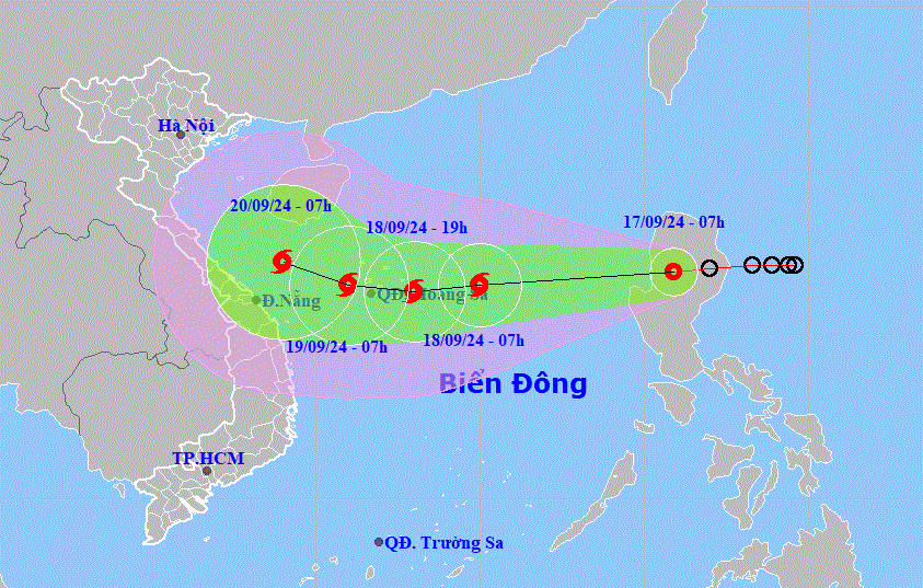 Áp thấp gần Biển Đông mạnh lên thành bão, đang hướng vào miền Trung