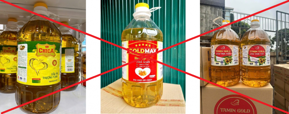 Cảnh báo dầu ăn giả có nhãn hiệu Gold Max, Tamin Gold, ChiCa