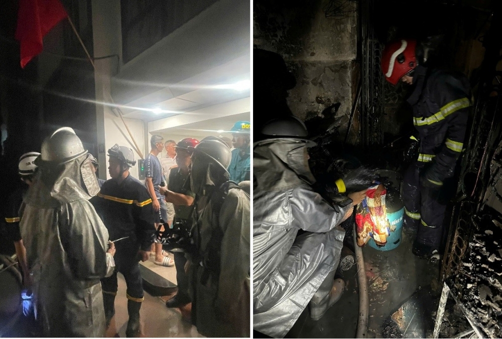 Cháy ngôi nhà 3 tầng ở Tây Hồ, cảnh sát cứu 2 người thoát nạn