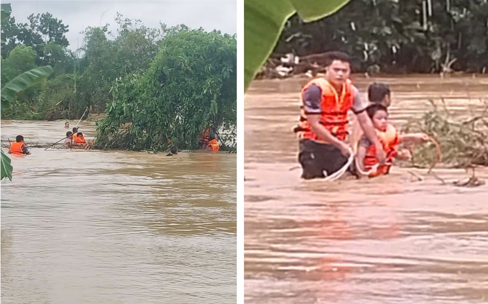 Quân quên mình xả thân vì dân giữa dòng nước lũ