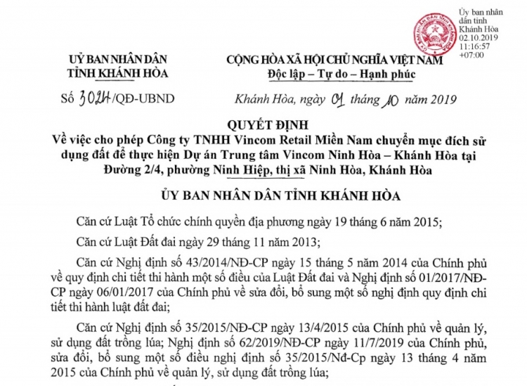 vincom duoc chuyen hon 6000m2 dat trong lua lam du an o khanh hoa