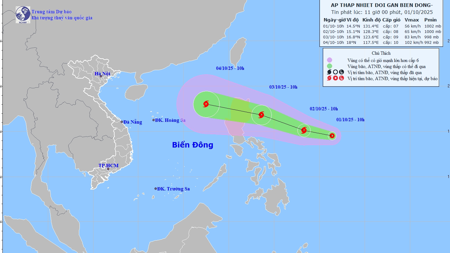 Gần biển Đông lại có thêm áp thấp nhiệt đới có khả năng thành bão, hướng về Việt Nam