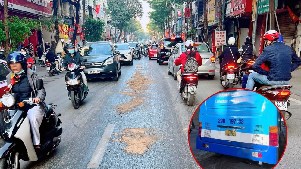 Cảnh sát nhanh chóng xử lý vết dầu máy loang trên phố khiến người dân trượt ngã