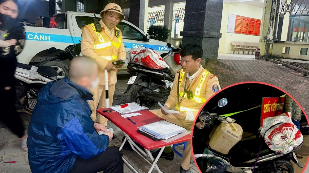 Người đàn ông chở can 20 lít rượu trên xe máy vi phạm nồng độ cồn vượt khung