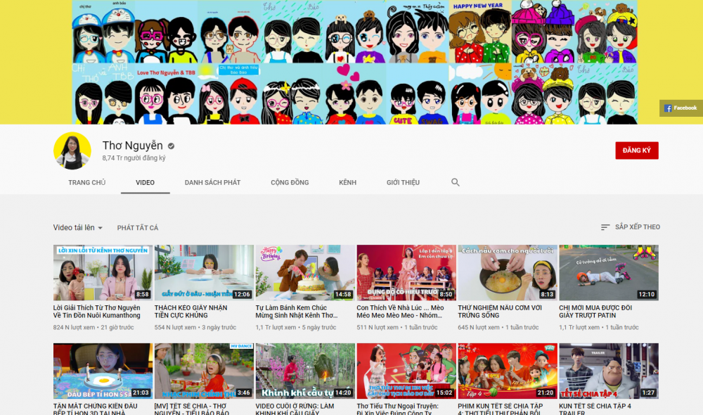 Hiện tại, kênh YouTube Thơ Nguyễn đã sở hữu 8,74 triệu lượt người đăng ký, là 1 trong 7 kênh có lượng người đăng kí khủng nhất Việt Nam