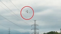 Dùng drone đốt cháy diều mắc trên dây điện cao thế