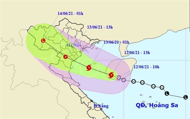 Dự kiến đường đi Cơn bão số 2