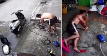 Người đàn ông bị điện giật vật lộn tự cứu mình