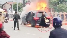 Danh tính nữ tài xế lái xe Mercedes cháy ngùn ngụt ở Hà Nội
