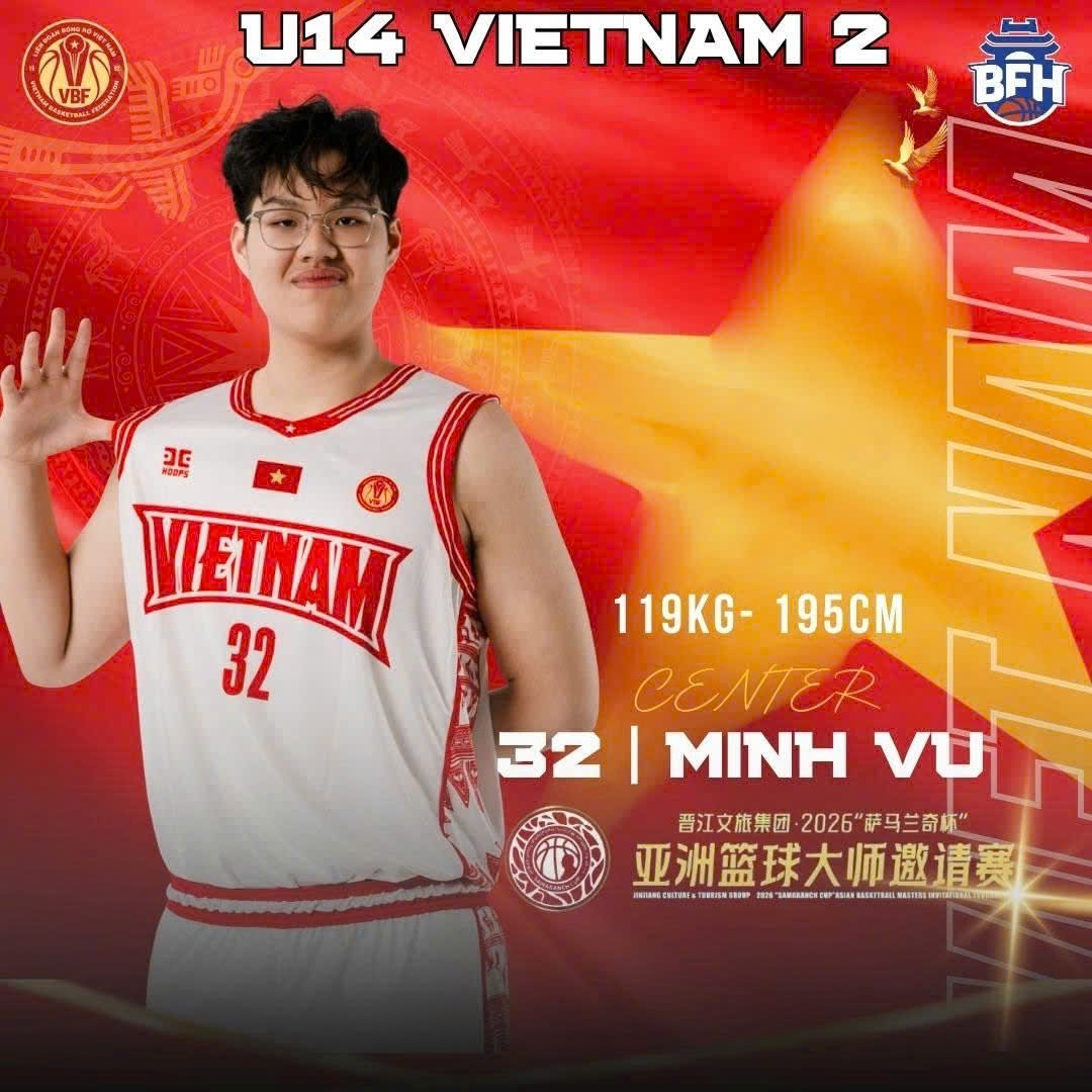 Em Cao Minh Vũ được Liên đoàn Bóng rổ Hà Nội triệu tập vào Đội tuyển Bóng rổ U14 nam, đại diện Việt Nam tham dự Giải Bóng rổ châu Á Samaranch Cup 2026
