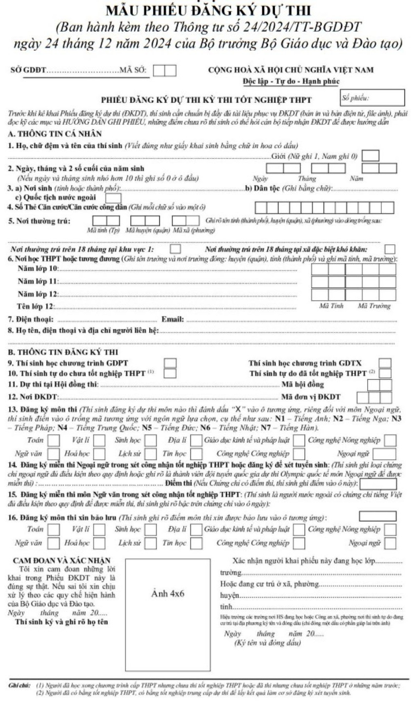 Những lưu ý với thí sinh khi đăng ký dự thi tốt nghiệp THPT năm 2025