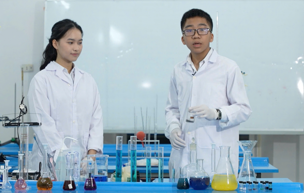 Học sinh Việt Đức làm sạch nước thải từ pin cũ