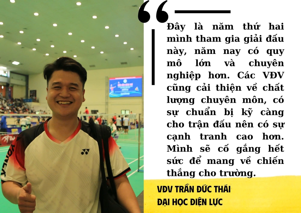 Bầu không khí sôi động trong ngày thi đấu đầu tiên Giải Cầu lông trẻ tranh cúp Báo Tuổi trẻ Thủ đô