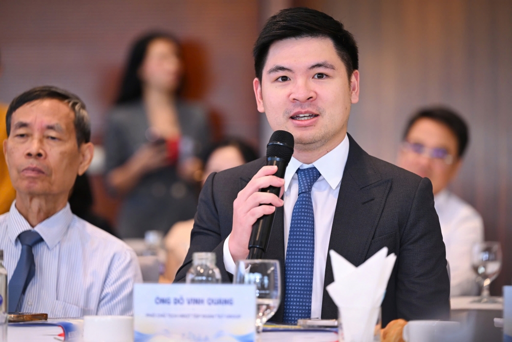 Ông Đỗ Vinh Quang, Phó Chủ tịch HĐQT Tập đoàn T&T Group chia sẻ tại cuộc đối thoại cấp cao chuyên gia - doanh nghiệp.