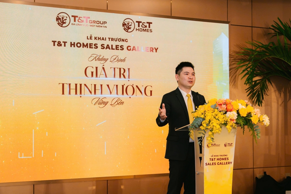 Ông Đỗ Vinh Quang - Phó Chủ tịch HĐQT Tập đoàn T&T Group, Chủ tịch HĐQT T&T Homes nhấn mạnh về quy mô phát triển trong tương lai của T&T Homes tại khu vực phía nam