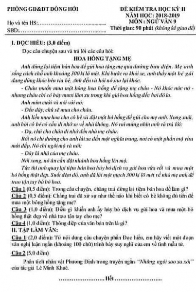 Sự lạ ở Quảng Bình: Đề thi vào lớp 10 giống đề kiểm tra lớp 9 su la o quang binh de thi vao lop 10 giong de kiem tra lop 9