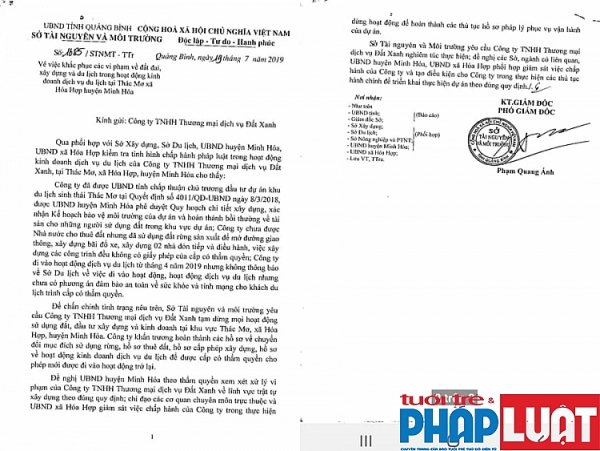 Đình chỉ mọi hoạt động tại Khu Du lịch sinh thái Thác Mơ dinh chi moi hoat dong tai khu du lich sinh thai thac mo