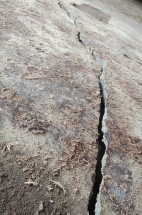 Hốt hoảng vì vết nứt dài xuất hiện sát mép nhà khi lũ rút ở Quảng Bình