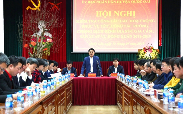 Chủ tịch UBND TP Hà Nội kiểm tra công tác chuẩn bị Tết Nguyên đán tại Quốc Oai
