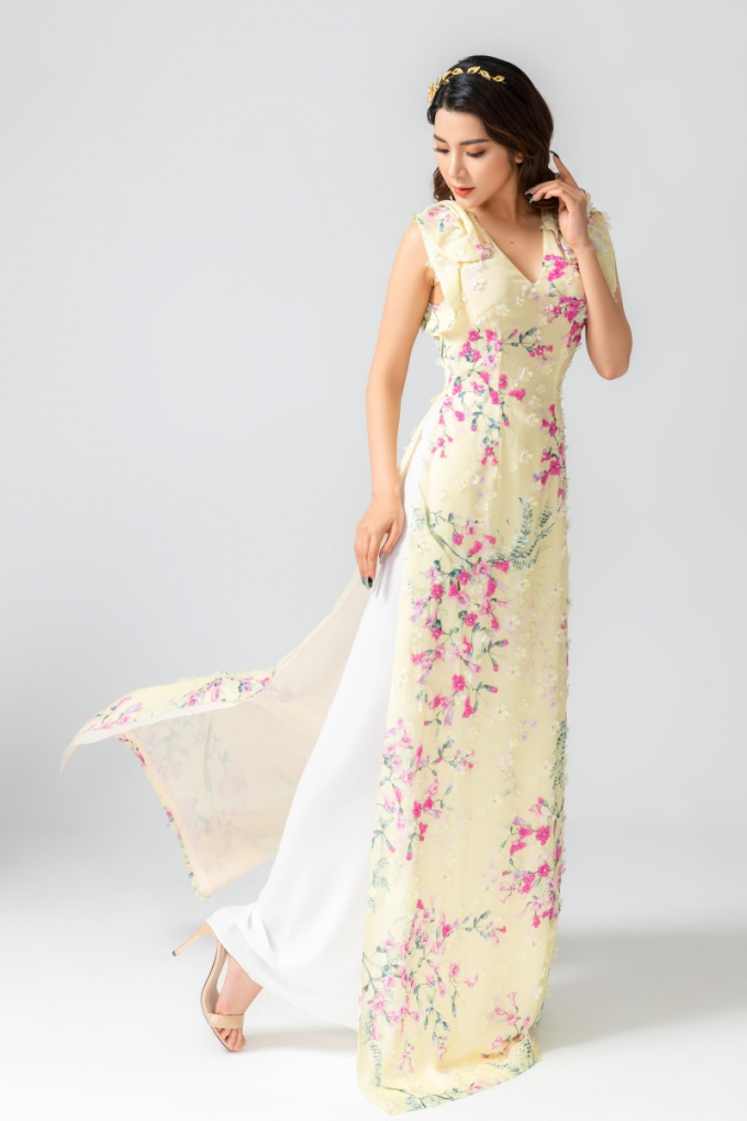 Các kiểu áo dài được cách tân thật trẻ trung như cổ nữ hoàng, cổ cánh én với tay áo loe bồng,tay cánh tiên,lá sen rất đa dạng và nhiều mẫu thiết kế mới lạ chưa từng được sử dụng cho áo dài Việt Nam.