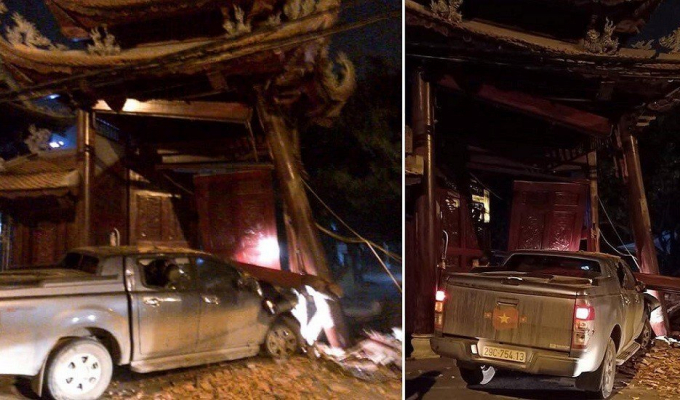 Danh tính tài xế say rượu tông sập cổng chùa ở Hà Đông