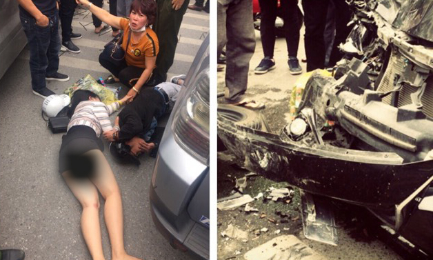 Clip: Ô tô Mazda3 gây tai nạn liên hoàn trên đường Trường Chinh (TP Hà Nội)