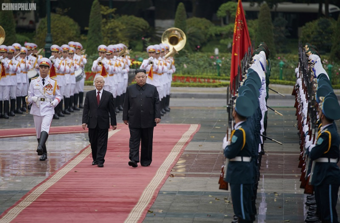 Tổng Bí thư, Chủ tịch nước Nguyễn Phú Trọng và Chủ tịch Kim Jong-un.