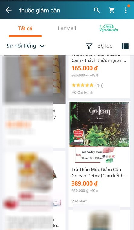 Ảnh chụp sản phẩm Golean Detox bán trên Lazada ngày 9/3/2019