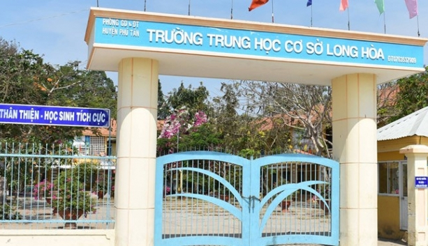 Trường THCS Long Hòa - nơi xảy ra vụ giáo viên đánh học sinh