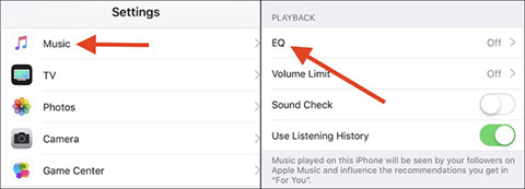 Tìm thiết lập EQ cho ứng dụng Music trong Settings