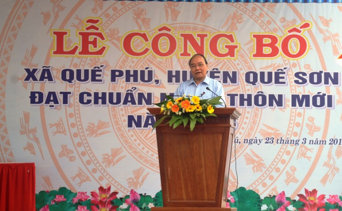Thủ tướng Nguyễn Xuân Phúc phát biểu tại lễ công bố.
