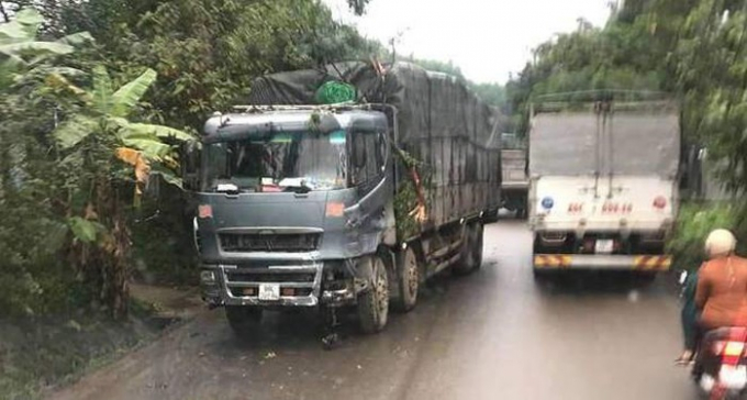 Chiếc xe tải gây do tài xế Nguyễn Văn Khoản điều khiển gây tai nạn (ảnh: báo An toàn giao thông).