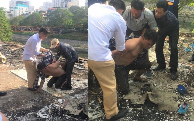 Khống chế người đàn ông nghi "ngáo đá" nhảy sông Tô Lịch