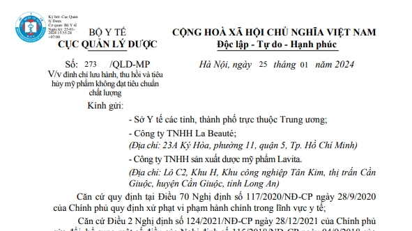 Đình chỉ lưu hành, thu hồi và tiêu hủy dung dịch vệ sinh Natural Feminine