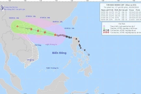 cơn bão số 3 là cơn bão rất mạnh, hoàn lưu rộng