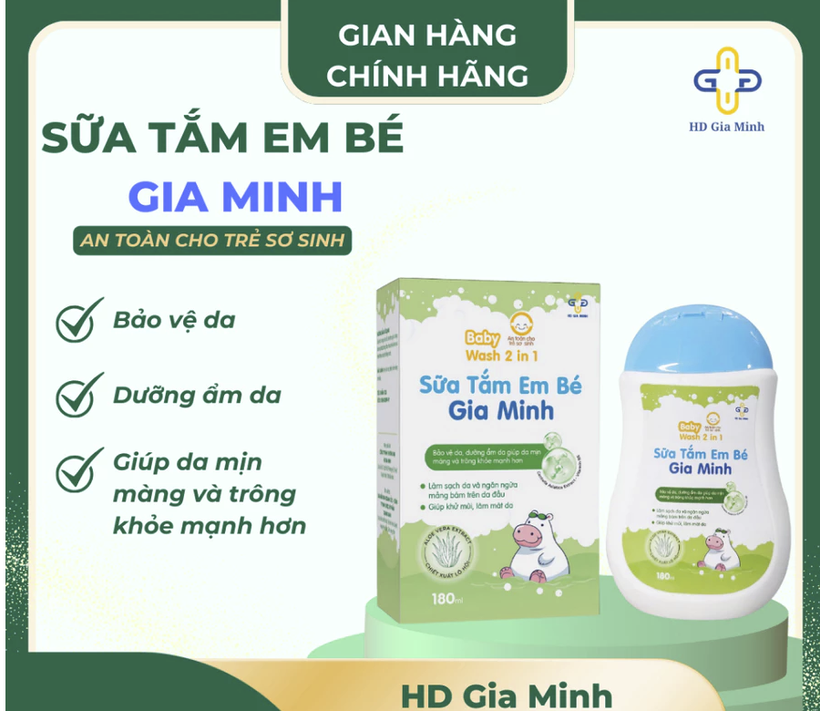 Sữa tắm em bé Gia Minh - Hộp 1 lọ 180ml