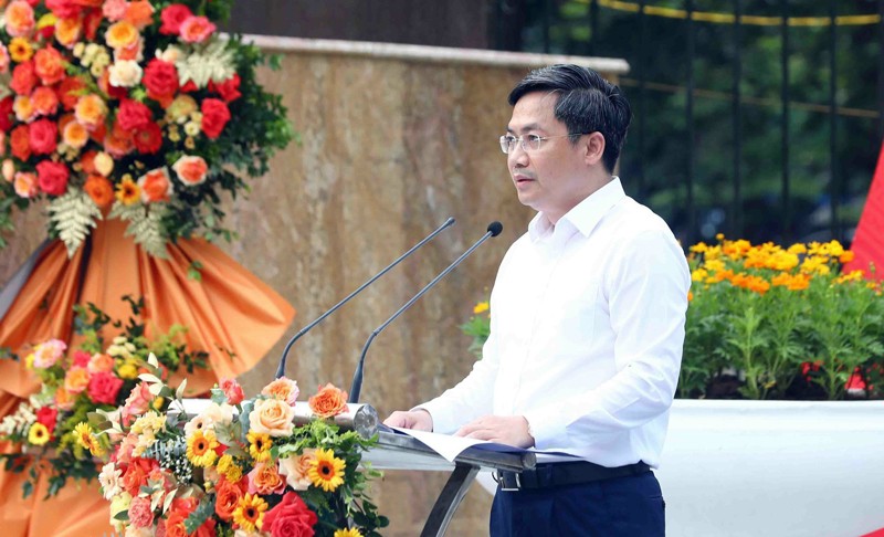 Phó Chủ tịch UBND thành phố Hà Nội Hà Minh Hải phát biểu tại lễ khánh thành.