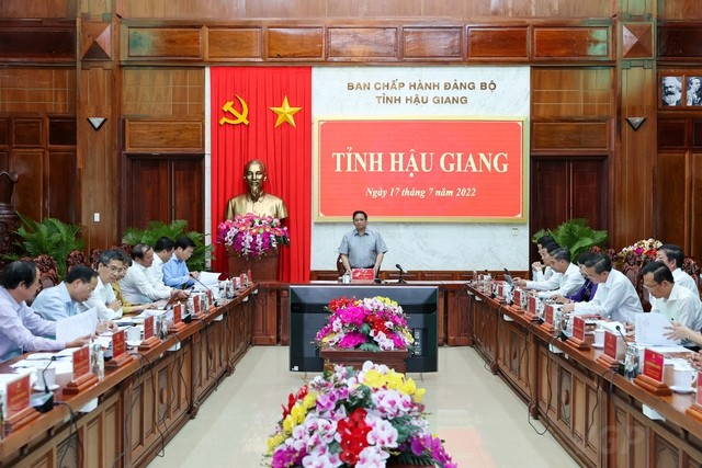 Thủ tướng Phạm Minh Chính làm việc với Tỉnh ủy Hậu Giang