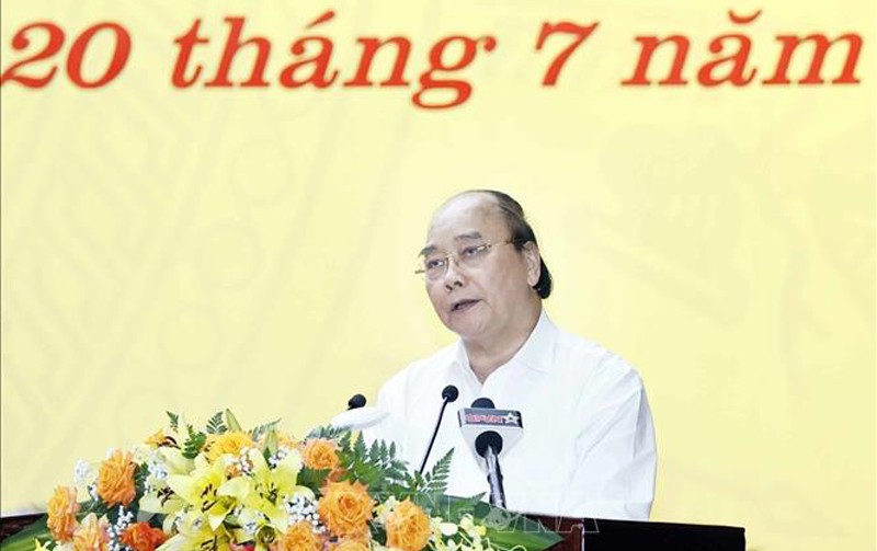 Chủ tịch nước Nguyễn Xuân Phúc phát biểu chỉ đạo. Ảnh: Thống Nhất/TTXVN