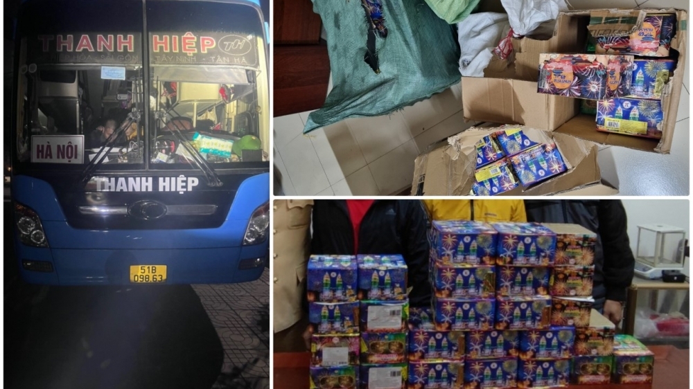 Nghệ An: Phát hiện xe khách vận chuyển hơn 60kg pháo nổ
