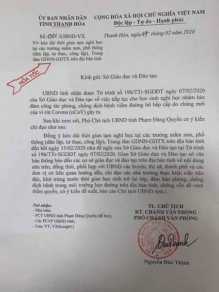 Học sinh Thanh Hóa sẽ tiếp tục nghỉ học đến 15/2 hoc sinh thanh hoa se tiep tuc nghi hoc den 152