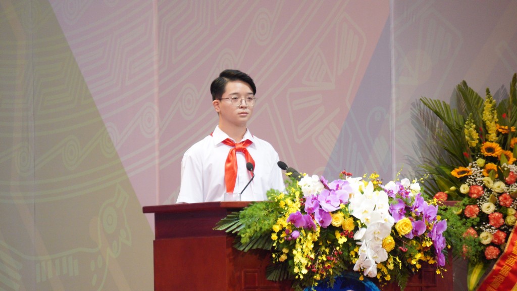 Nguyễn An Huy phát biểu chúc mừng Đại hội Đoàn toàn quốc lần thứ XII