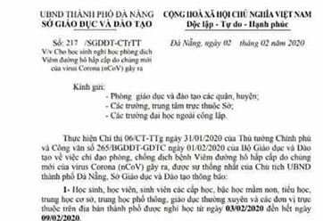 da nang sau sinh vien hoc sinh duoc nghi them mot tuan vi dich corona